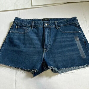 Free Assembly raw hem denim jean shorts size 14  dark wash NWT